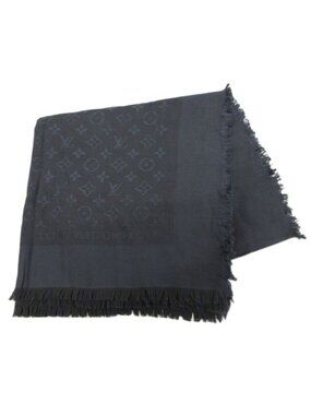 Louis Vuitton Shawl Monogram LV Anthracite Scarf All Over Pattern Silk Dark Gray